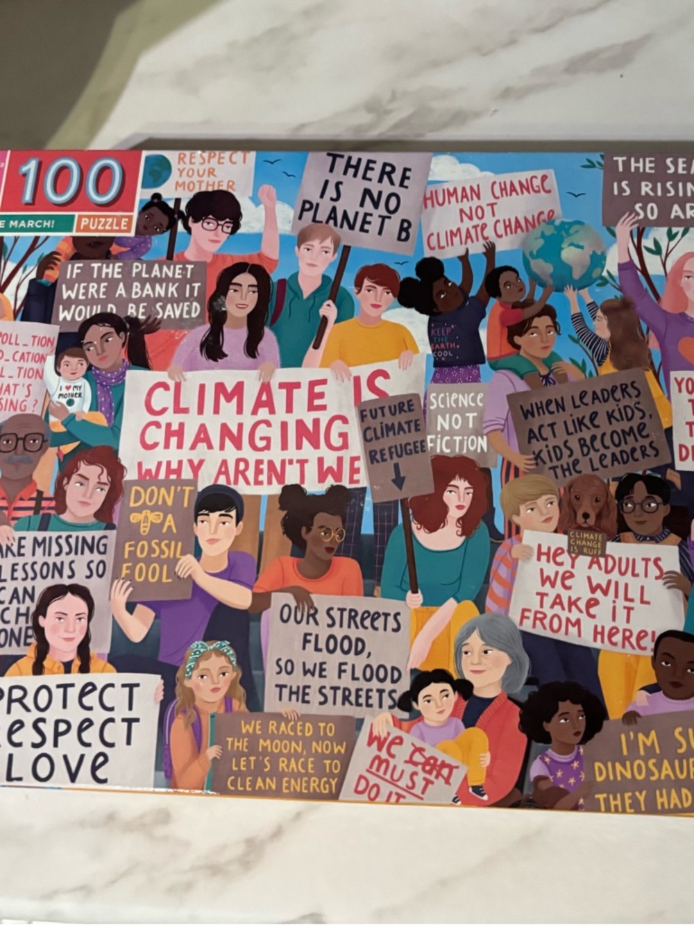 100-Piece Climate Change Puzzle - Colorful Protest Illustration